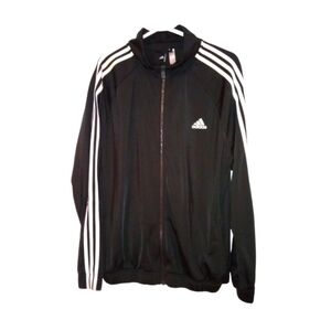 Performance Zip Jacket Adidas Blk/ White Striped Lightweight Activewear 2XL